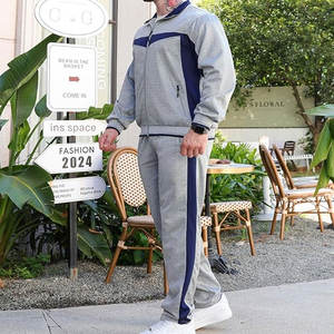 ชุดวอร์มลำลองแขนยาวสีเทาสำหรับผู้ชาย, ชุดวอร์มสีพื้นมีกระเป๋าข้าง - Product Image 3