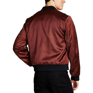 High Quality Satin Bomber <b>Jacket</b> <b>for</b> <b>Men</b> <b>Long</b> Casual Wear Thin Canvas Windbreaker with Solid Color Top Wholesale - Product Image 2