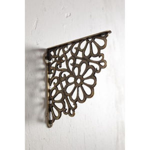 Support d'étagère murale vintage doré en fonte décoratif à défilement rustique industriel pour étagères flottantes et en bois - Product Image 4