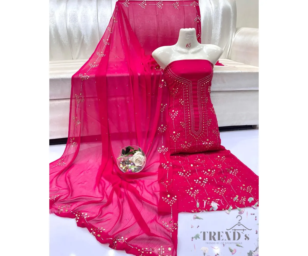RM alla moda abiti tradizionali Pakistani Design elegante vestito elegante senza cuciture Mukesh lavoro 2 pezzi camicia in Chiffon & Dupatta