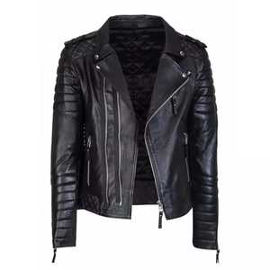 Chaqueta de cuero Premium para hombre, motociclistas, cuello levantado con capucha, cordones laterales, estilo informal de invierno, lona negra, cremallera frontal - Product Image 1