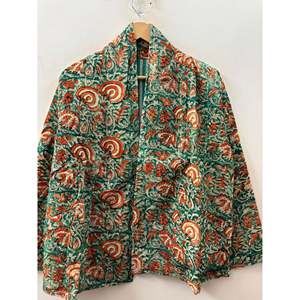 Autumn/Winter <b>Corduroy</b> <b>Jacket</b> Maharaja's Garden Deep Forest Green Hand-Embroidered Linen Lining Leather Shell Satin Outerwear - Product Image 3