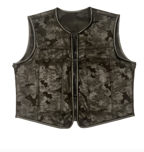 Nuevo Chaleco de cuero para motocicleta de cuero PERFORADO CAMO para hombre, chaleco de caza de piel de vaca con logotipo personalizado - Product Image 6