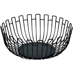 Panier de stockage de fruits multifonction en métal enduit de poudre noir de grande capacité personnalisé conception de fil arrondi fait à la main pour la maison - Product Image 6