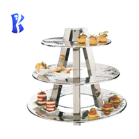 OKEY Présentoir à Gâteaux et Aliments en Acier Inoxydable Doré à 3 Niveaux, Cage à Oiseaux Décorative de Haute Qualité, Support à Gâteaux en Métal