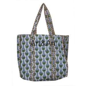 Bolsa de Mano Grande Bohemia Vintage Hecha a Mano, Diseño de Patchwork Acolchado con Estampado de Bloques, para Mujer, para la Playa, el Mercado, las Compras, Viajes de Verano - Product Image 6