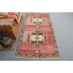 Vintage Rug, 0.3x6.2 ft <b>Runner</b> Rug, <b>Red</b> Brown Wool Rug - Product Image 1