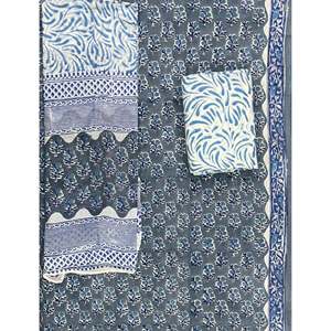 Robe indienne non cousue imprimée à la main, style Salwar Kameez pakistanais avec dupatta en mulmul, vêtement de style sari - Product Image 1