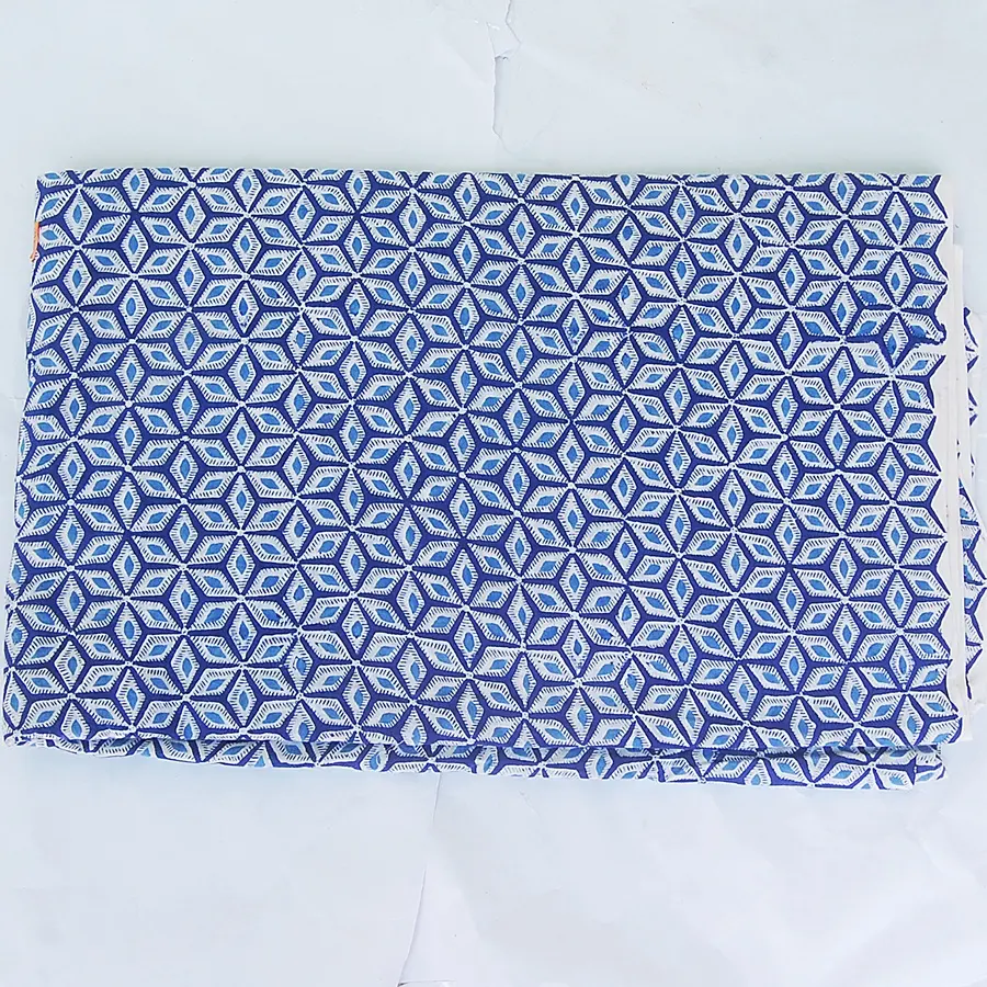 Vendita calda Sanganeri blocco di cotone stampato tessuto indiano produttore fatto a mano blu sartoria Voile materiale all'ingrosso