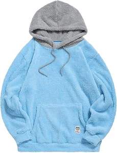 Customizable Factory Winter Hooded <b>Sherpa</b> <b>Fleece</b> Lined Jacket <b>Men</b> High Quality Thick Warm Patchwork Color Block Full Zip - Product Image 4