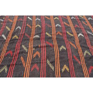 Vintage Turkish Oversize Rug 7.4x12.6 ft, <b>Brown</b> Red Floral <b>Wool</b> Rug - Product Image 5