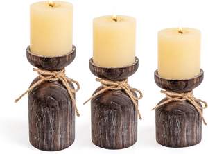 Candelabro Rústico de Madera Estilo Granja |   Portavelas Decorativo - Product Image 2