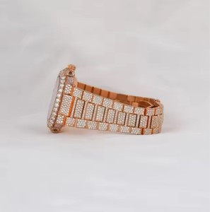 Montre-bracelet fantaisie en diamants de moissanite unisexe, taille personnalisée, clarté VVS, acier inoxydable, cadran en cristal de saphir, mouvement à quartz - Product Image 5