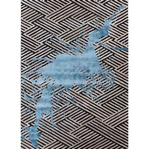 พรมคิลิมลาย Abstrat สีเทาและสีดำ ทอมือจากขนสัตว์และใยวิสโคส ทอแบบแบน สำหรับตกแต่งบ้าน ห้องโถง-Tra-15246 - Product Image 1