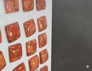 Pierre précieuse naturelle de qualité supérieure, obsidienne quartz, paire non montée d'Inde pour bijoux, couleur rouge, dos plat - Product Image 6