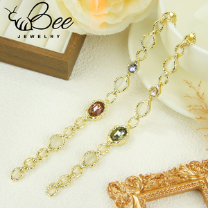 กำไลข้อมือทองเหลืองชุบทอง 14k ประดับคริสตัลหลากสีสันสไตล์ยุโรป ไม่หมอง พร้อมเคลือบเรซิ่นเคลือบเงา ทำด้วยมือ - Product Image 2