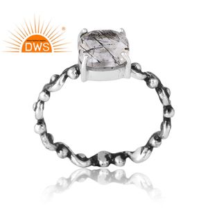 แหวนพลอยอัญมณีสีดำธรรมชาติทำจากเงินสเตอลิง925แบบสั่งทำ - Product Image 1