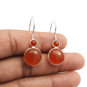 New Arrival Luxury Design 925 <b>Sterling</b> <b>Silver</b> Natural Carnelian Gemstone Classic Dangle <b>Earrings</b> for Woman Girl Handmade Jewelry - Product Image 3