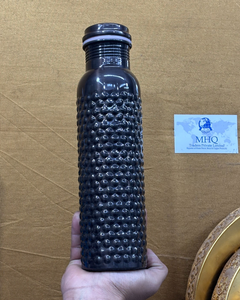 Pure Copper Eco-Friendly <b>Water</b> <b>Bottle</b> for <b>Daily</b> Drinking Natural Healthy Hydration Large Capacity Unique Bubble Design Black - Product Image 2