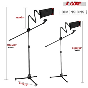 5 Core <b>Tripod</b> Mic Stand w Gooesneck Phone Holder Adjustable Microphone Stands - Product Image 2
