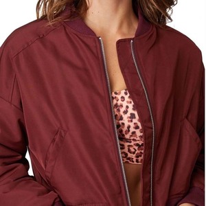 2025 chaqueta Bomber sólida para mujer Regular transpirable 100% poliéster cálido otoño ganchillo personalizable mangas completas - Product Image 6