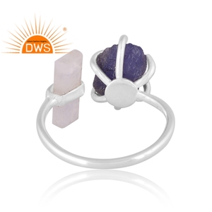 แหวนพลอยสีรุ้งธรรมชาติสำหรับผู้หญิงแหวนเงินสเตอร์ลิงและพลอยแทนซาไนต์เครื่องประดับออกแบบได้ตามต้องการของขวัญสำหรับผู้หญิง - Product Image 2