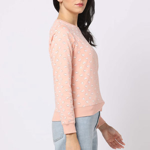 Sudadera de gran tamaño bordada personalizada para mujer Sudadera de cuello redondo con hombros caídos para mujer al por mayor - Product Image 2
