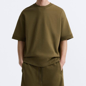 Conjuntos de Ropa Casual para Hombre de Dos Piezas, Transpirables, de Secado Rápido, de Algodón Suave con Bordado, Top y Pantalones Cortos Lisos, Hechos en Pakistán, para Otoño - Product Image 3