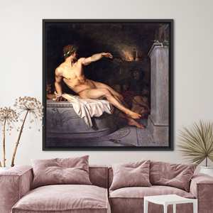 Reproducción de Arte en Lienzo de Alexandre Cabanel: Impresión de Obra de Arte Vintage de Hombre Desnudo, Enmarcado en Negro - Product Image 1