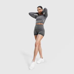 Trajes Deportivos y Monos Deportivos Sin Costuras, Top Corto Gris - Product Image 4
