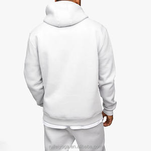 Survêtement et sweats à capuche d'hiver blancs de qualité supérieure personnalisés pour hommes 100% coton fermeture à la taille élastique couleur bloquée pour adultes - Product Image 6