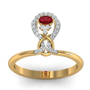 แหวนหมั้นรูปไข่ชุบทองสำหรับผู้หญิงสินค้าใหม่ล่าสุดประดับด้วยเพทายพลอยโกเมนสีแดงฝังทันสมัยสำหรับเด็ก - Product Image 2