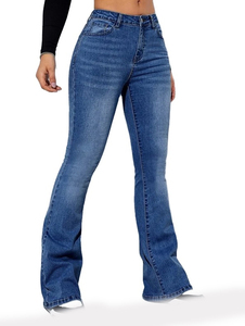 High Waist Flared <b>Jeans</b> for <b>Women</b> Customizable High Quality Denim OEM Clothing Skinny Winter Style in Custom Colors - Product Image 2