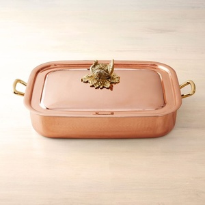 Vente chaude martelé cuivre casserole Dis avec couvercle pendaison de crémaillère cadeau cuivre chauffe-aliments - Product Image 3