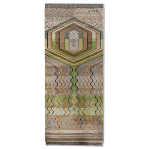 Tapis en laine et soie de bambou noué à la main Manchaha Ivory, motif géométrique, tapis de salon pour la décoration de la maison, pour une utilisation dans le couloir - Les-2653 - Product Image 1