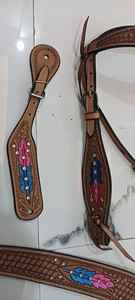 Juego de tachuelas para caballos de cuero genuino ligero, sillín inglés con tachuelas de diamantes de plumas, equipo de equitación de temporada que incluye - Product Image 6