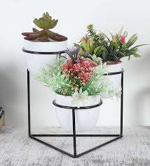 Pot de fleur en métal enduit de poudre et support de jardinière pour décor d'entrée ou de salle à manger de salon - Product Image 4