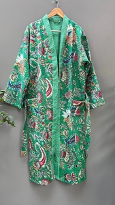 Veste de couette Kantha en coton indien fait à la main Robe de bain longue Robe de chambre Vêtements de plage pour le printemps Été Robe Kantha à la main - Product Image 6