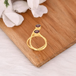 Anillo Ajustable de Granate de Mozambique, Piedra Preciosa Natural, Plata de Ley 925 Chapada en Oro, Anillos de Boda Boho, Regalos Casuales y de Boda - Product Image 4
