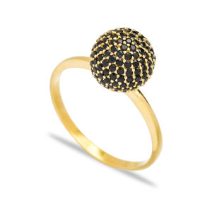 แหวนเงินแท้ 925 ประดับเพทายสีดำทรงกลม ดีไซน์คลาสสิก เหมาะสำหรับงานแต่งงาน งานเลี้ยง หรือโอกาสพิเศษ สไตล์ตุรกี เรียบหรู สวยงาม เครื่องประดับสำหรับผู้หญิง - Product Image 1