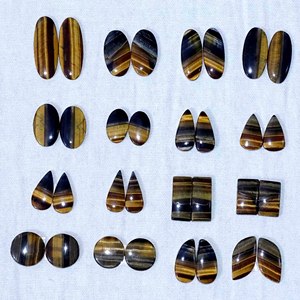 คู่ตาเสือธรรมชาติอัญมณีหลวมต่างหูใช้คู่ล่าสุดอัญมณีหลวมทำอัญมณีคู่ธรรมชาติ - Product Image 3