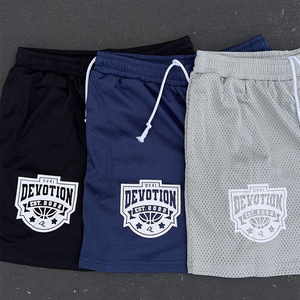 Pantalones cortos de malla de alta calidad Unisex transpirable tela cómoda impresión DTF Venta caliente estilo de calle cordón sólido - Product Image 4