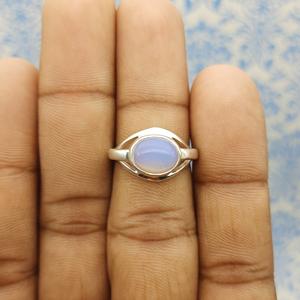 Bague bohème en argent 925 faite à la main avec incrustation de perles de diamant taillées ovales en opalite inspirée du cadre de bijoux de fête de mariage - Product Image 5