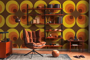 Sản xuất tại Đức-cuộn giấy dán tường Retro nâu cam vàng-Vinyl không dệt-trang trí nhà hình nền cổ điển-10,05x0,53 M - Product Image 3