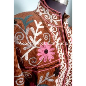 vintage Custom Made Embroidered cotrise Jackets with Cotton Filled Artisan Craftsmanship Windproof Multi Coloured jacket - Product Image 3
