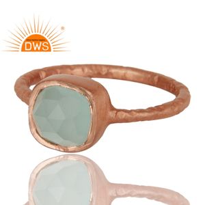 Anillo de piedras preciosas de Calcedonia Aqua chapado en oro rosa de 18 quilates de Plata de Ley 925, fabricante de joyería fina Demi - Product Image 2