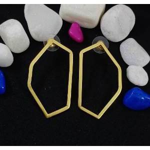 Pendientes de Aro y con Perno de Latón Chapado en Oro Hechos a Mano, Modernos y Elegantes para Fiestas y Bodas - Product Image 4
