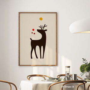 Impresión de lienzo Premium moderna con silueta de Reno de Navidad nórdica con marco de madera al por mayor - Product Image 2