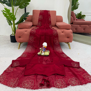 Saree นักออกแบบที่สวยงามพร้อมการทำงานด้วยมือ - Product Image 1