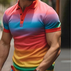 New Men's Polo <b>Shirt</b> 3D <b>Rainbow</b> Printed Men Short Sleeve Casual Summer Clothes Breathable <b>Shirt</b> - Product Image 3